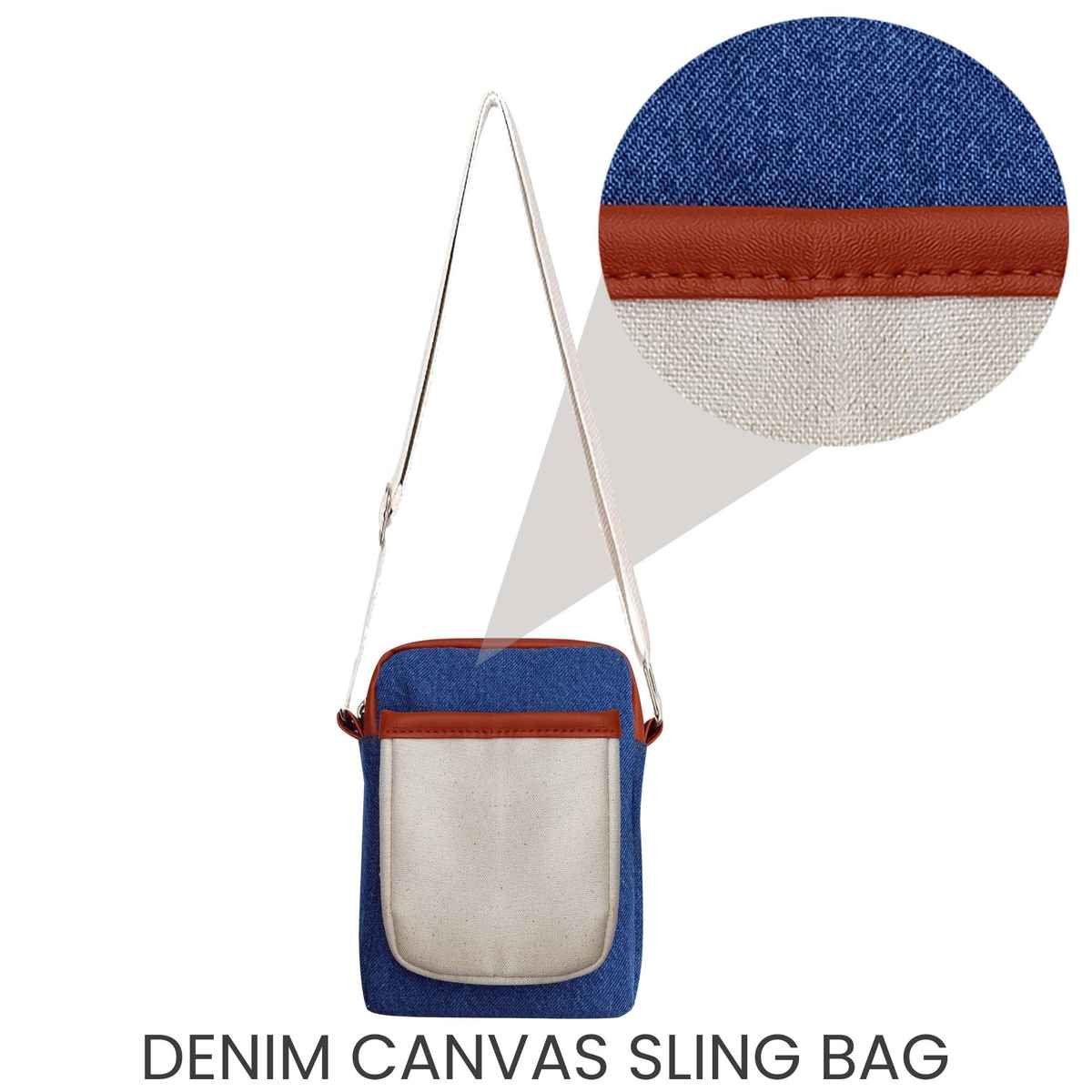 Denim & Canvas Mobile Sling With Pu Accent