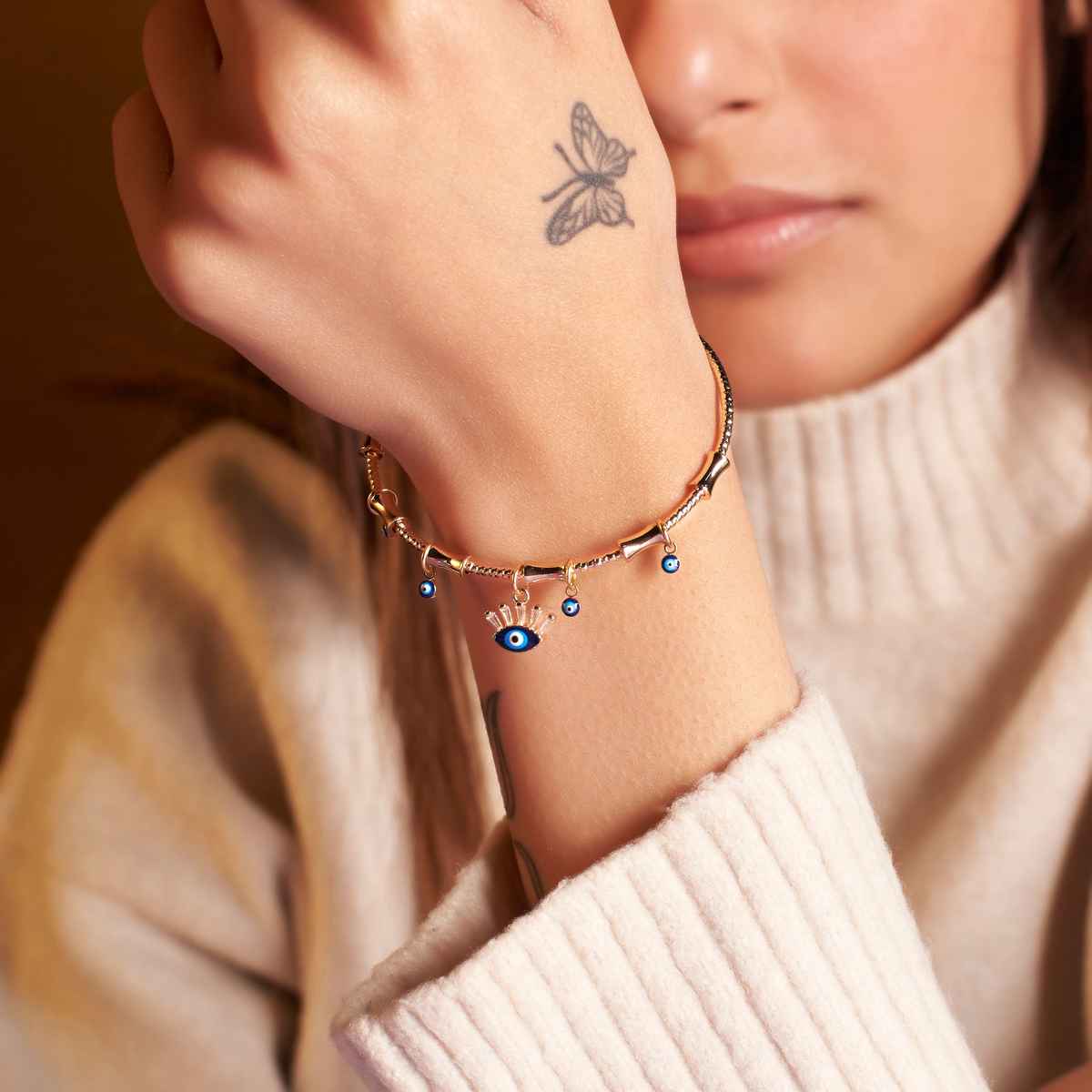 SALTY Blue Evil Eye Necklace and Bracelet Jewellery Combo