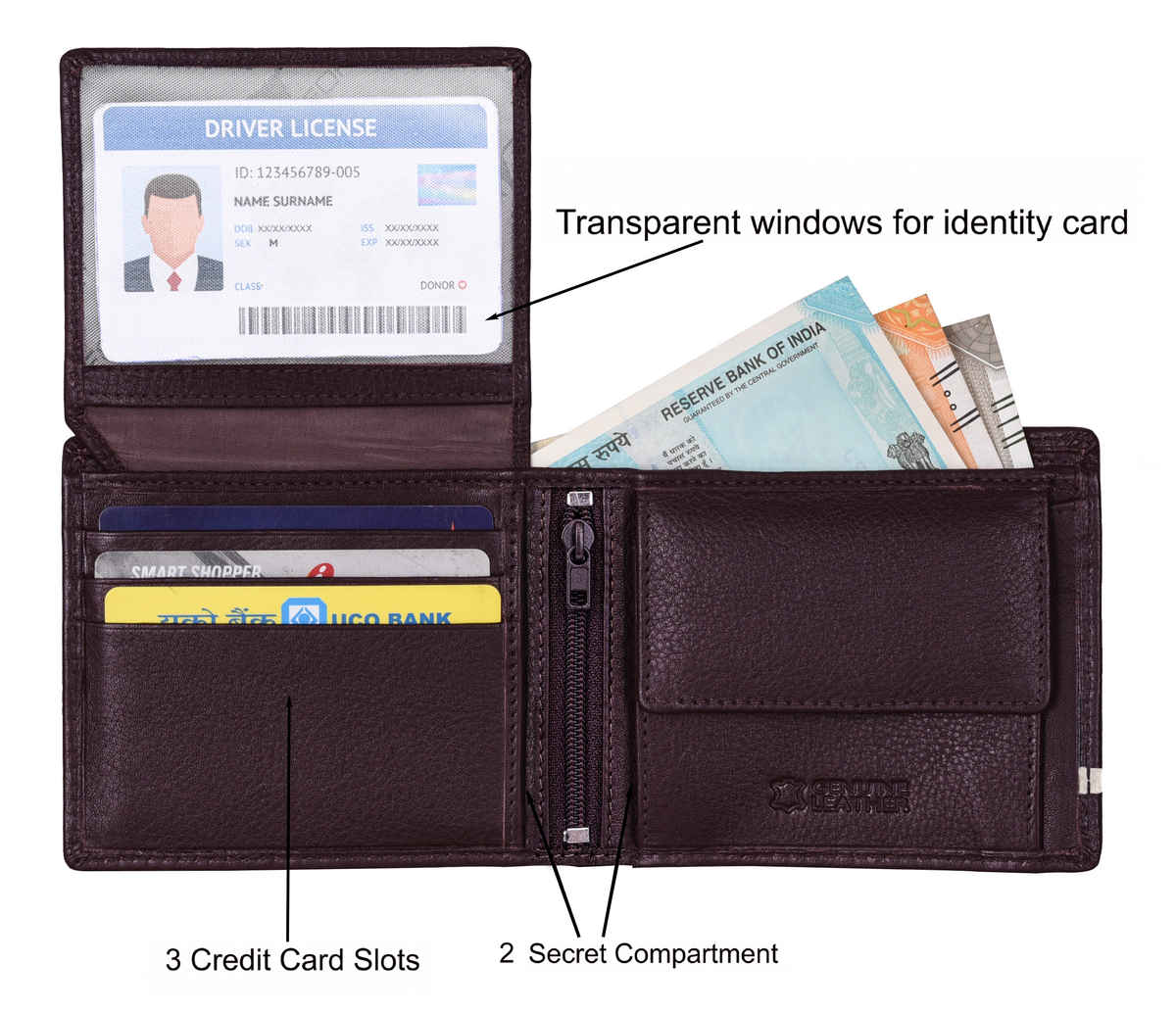 URBAN FOREST Men's Stag Leather Wallet | Brown & Sand