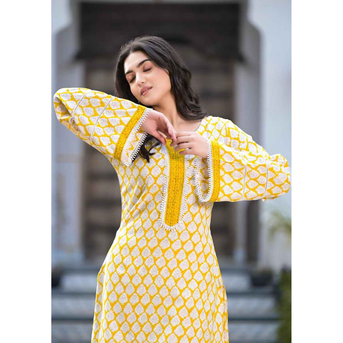 Divena Women s Yellow Floral Print Rayon Co-ord set | DK1085 | L