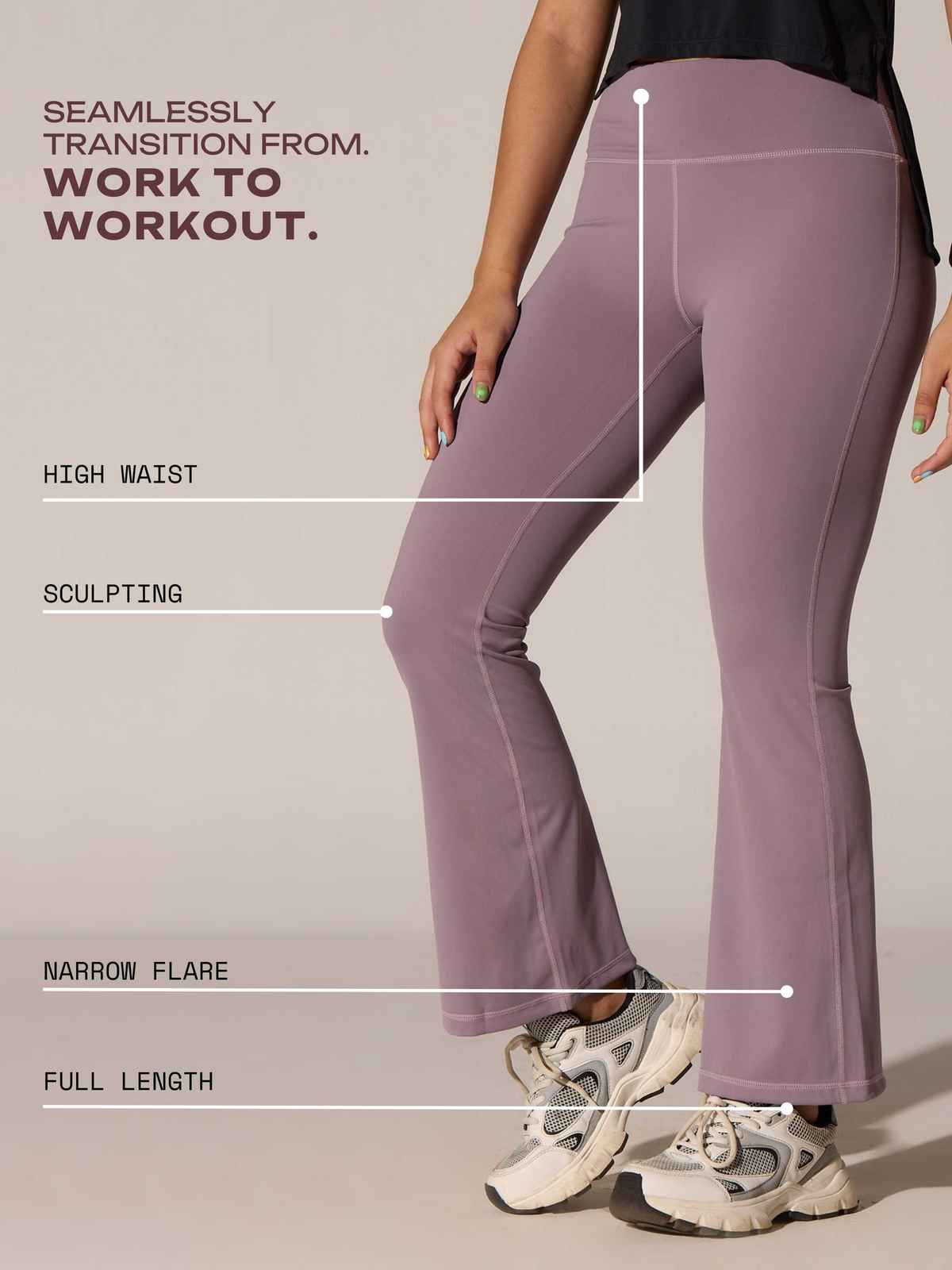 Cava Women's Flare Pants Grip-It | Light Mauve - M
