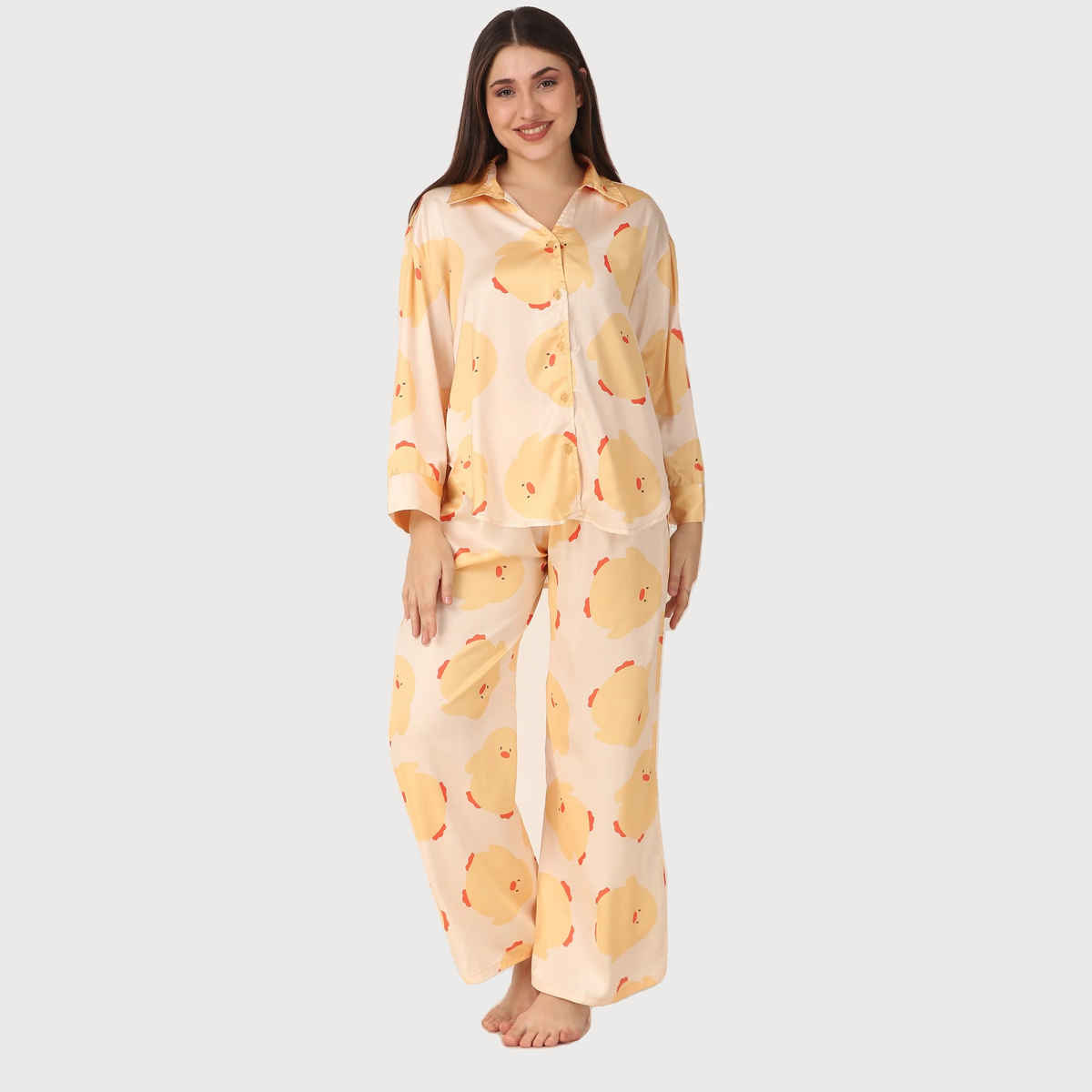 Masha Women's Duck Yellow Oversized Pajamas | Set | M