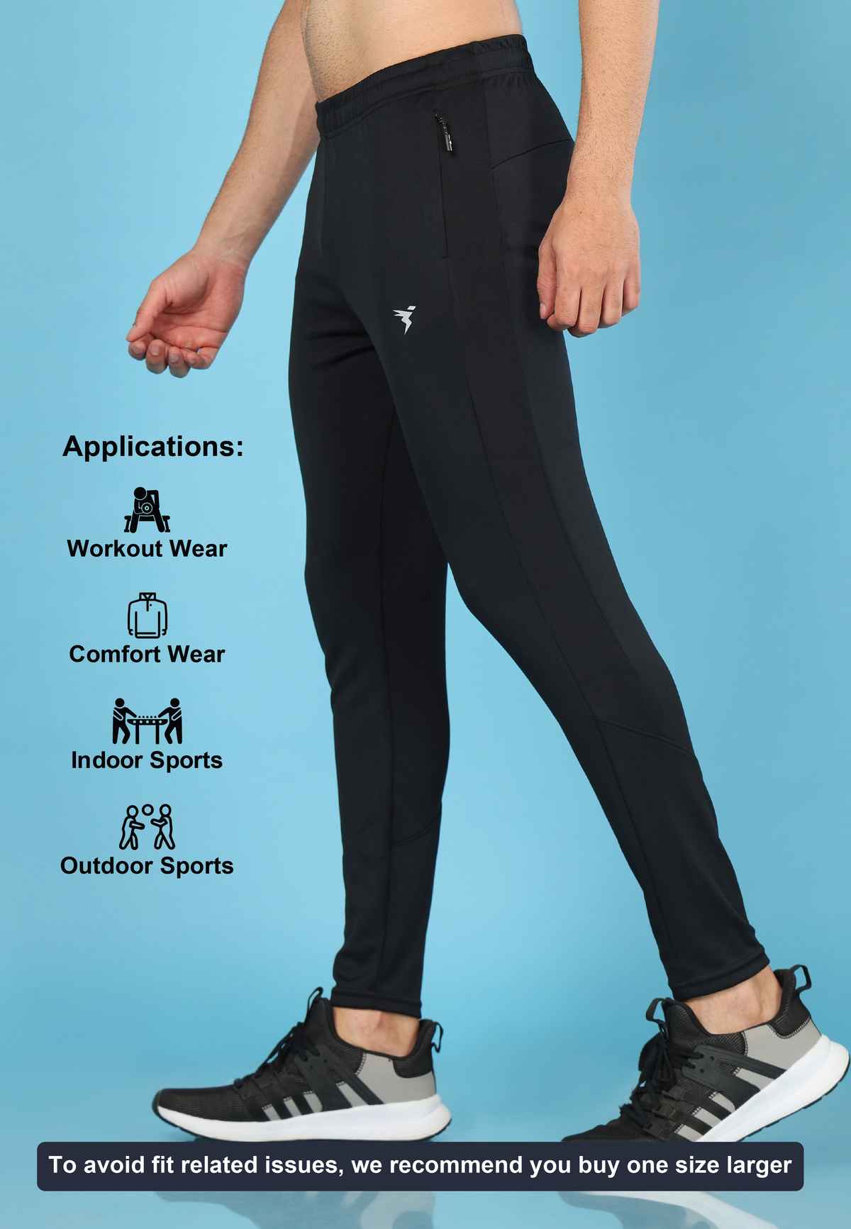 Technosport Men Poly Solid Slim Fit Sports Trackpants with TECHNO DRY | Black | L