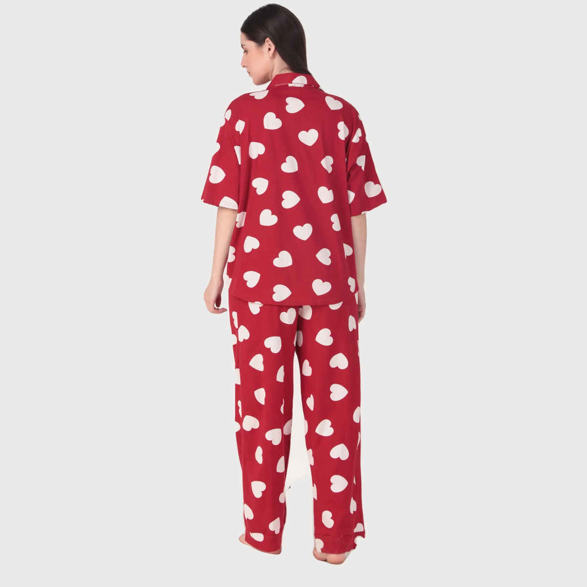 Masha Women's Red Hearts Cotton Pajamas | Set | L