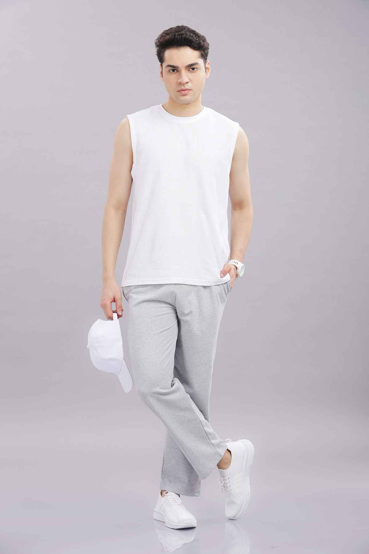 Springman Men's Solid Cotton Rich French Terry Baggy Track Pant | Grey - XL