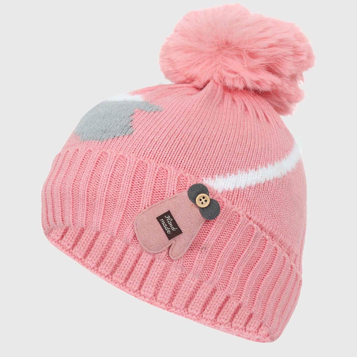 Fabseasons Unisex Solid Acrylic Wool Skull Cap | Pink | 6 months - 3 years