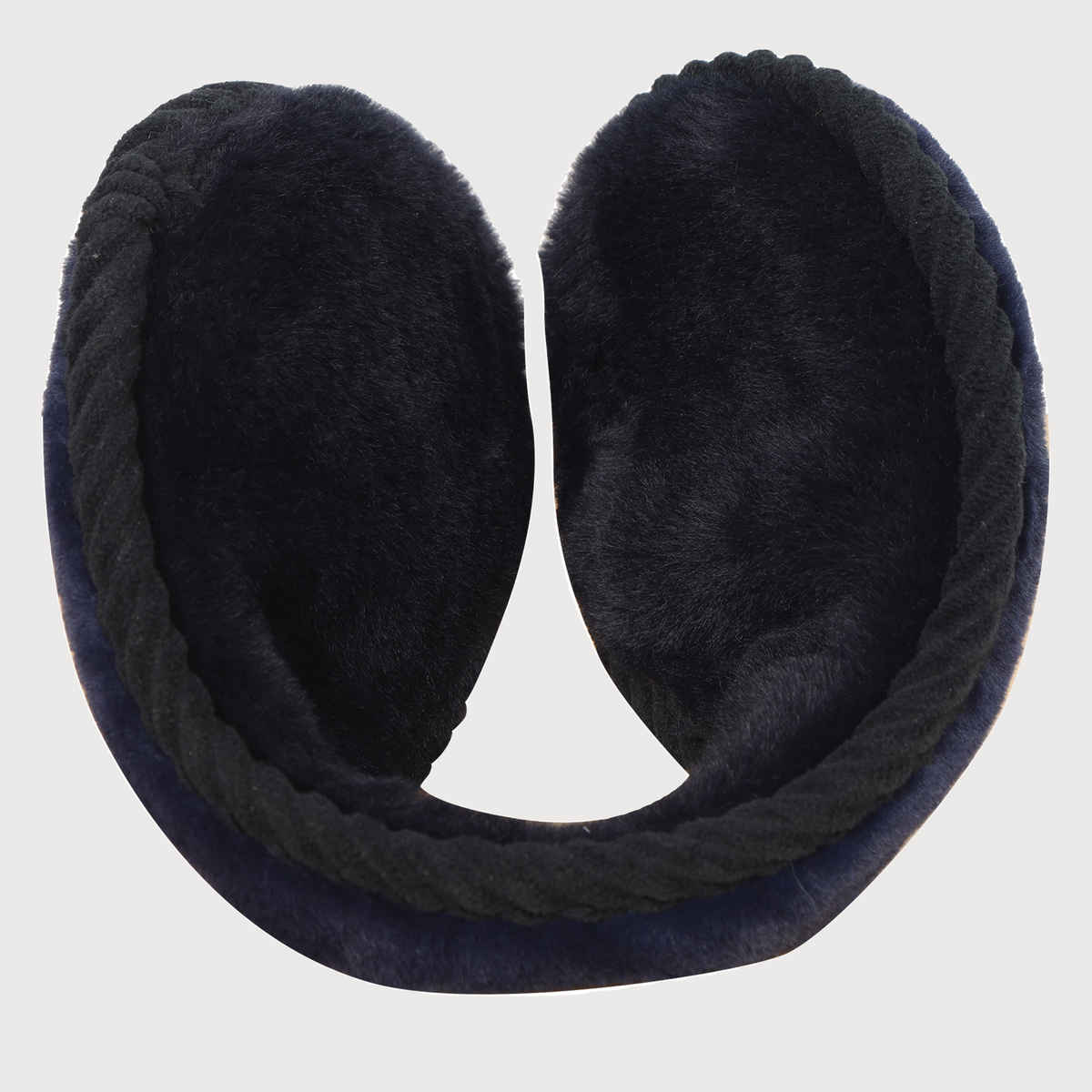 Fabseasons Unisex Solid Faux Fur Ear Muffs | Navy - Free Size