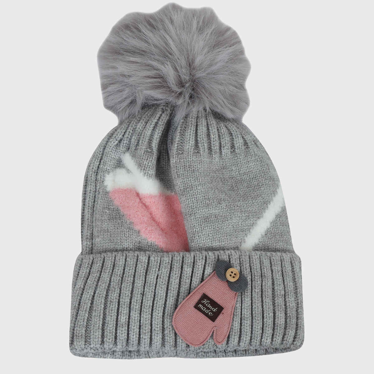 Fabseasons Unisex Solid Acrylic Wool Skull Cap | Grey | 6 months - 3 years