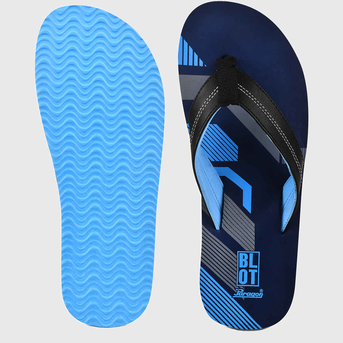 Paragon Men Printed Lightweight Rubber Thong Flipflops | Blue | UK 8
