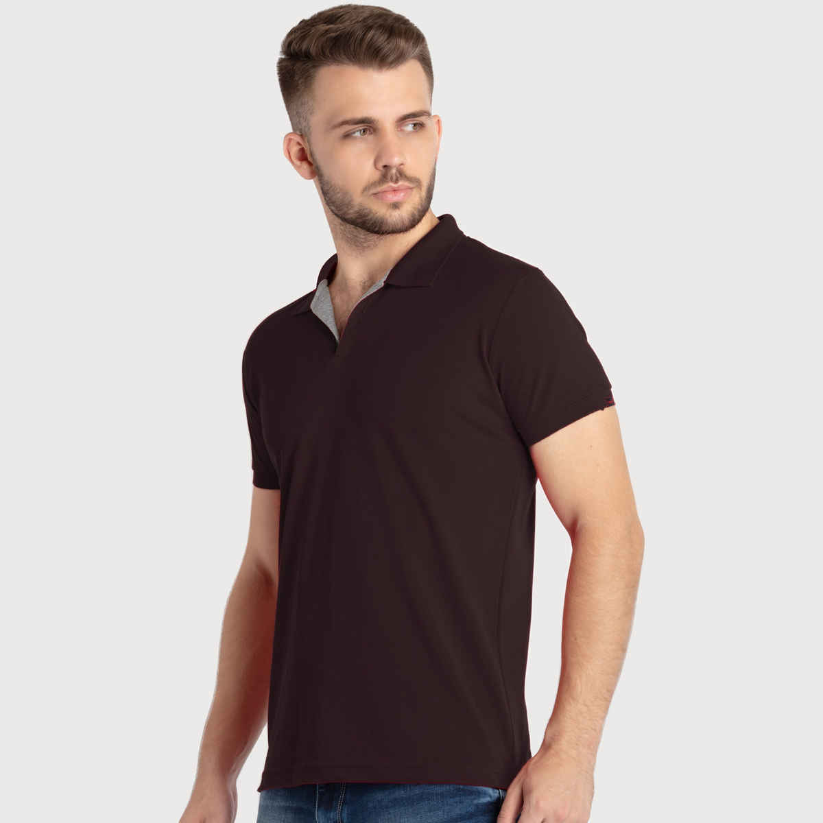 Status Quo Men Polo T-shirt - Dark Brown | Slim Fit | M