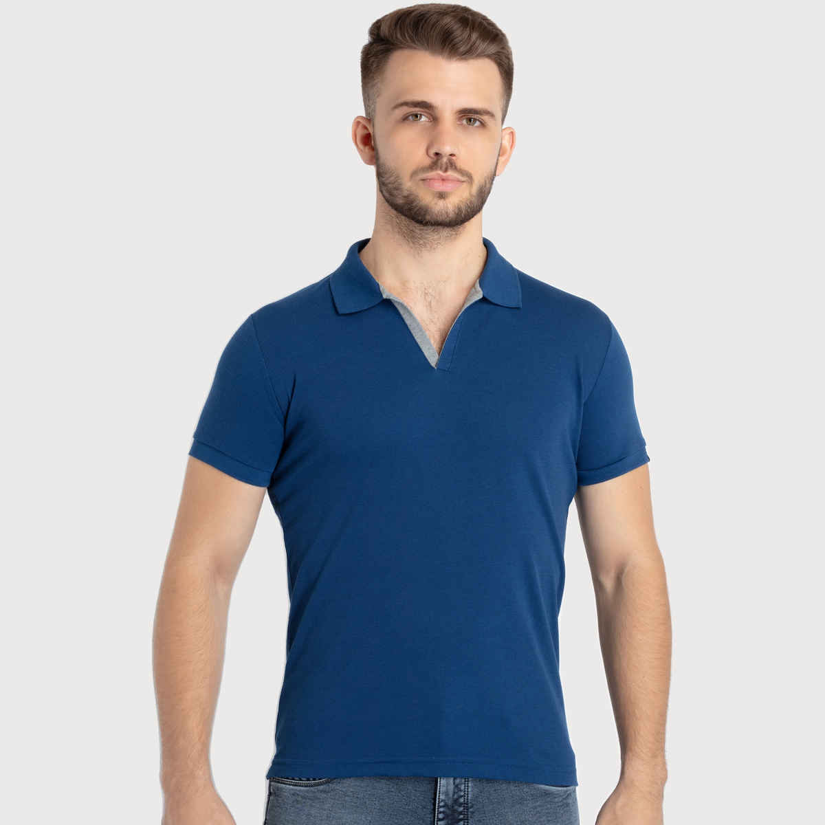 Status Quo Men Polo T-shirt - True Blue | Slim Fit | L