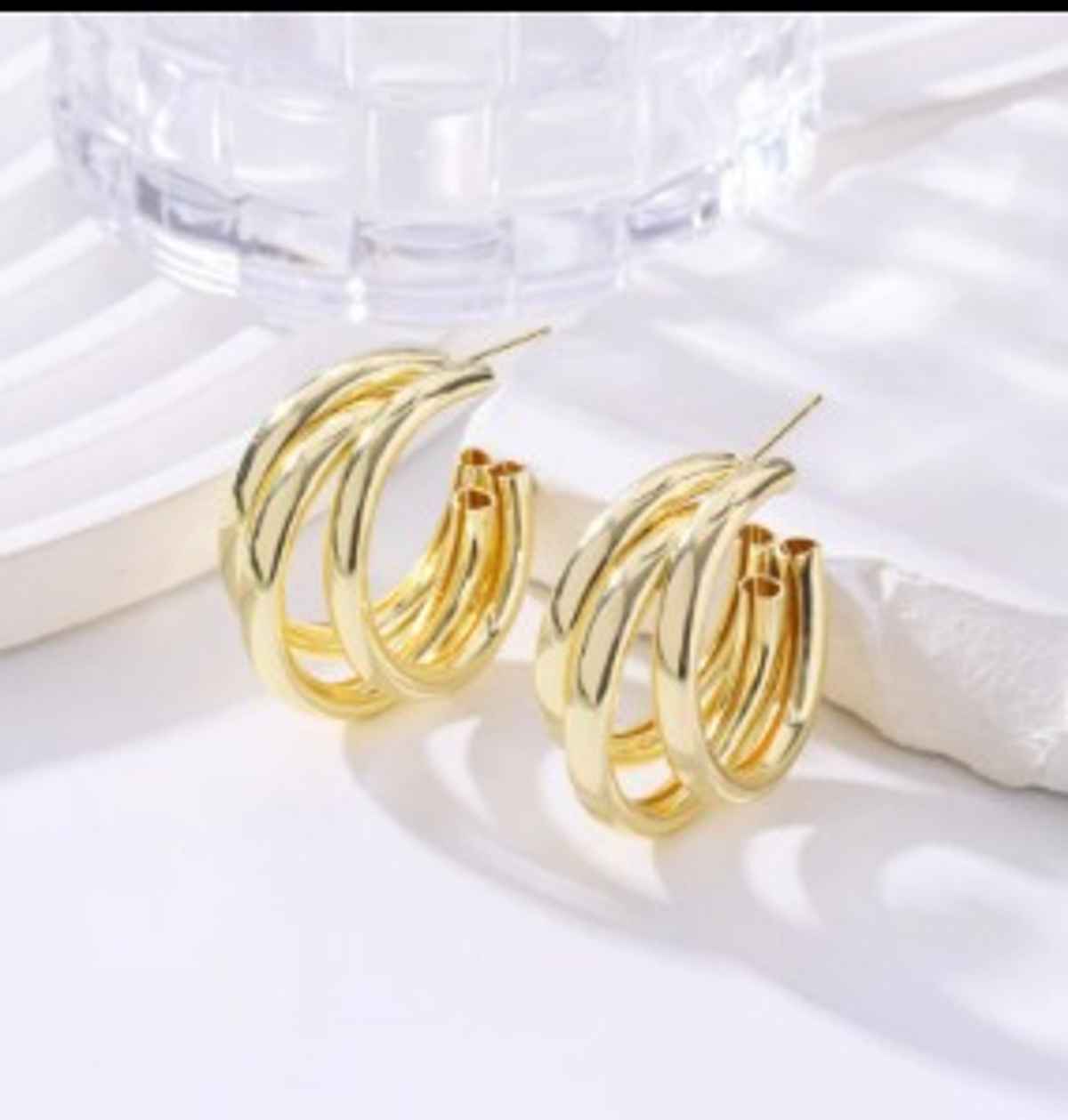 Beautynx Triple Twist Gold Hoop Earrings | BNX-EAR-0075 - Gold