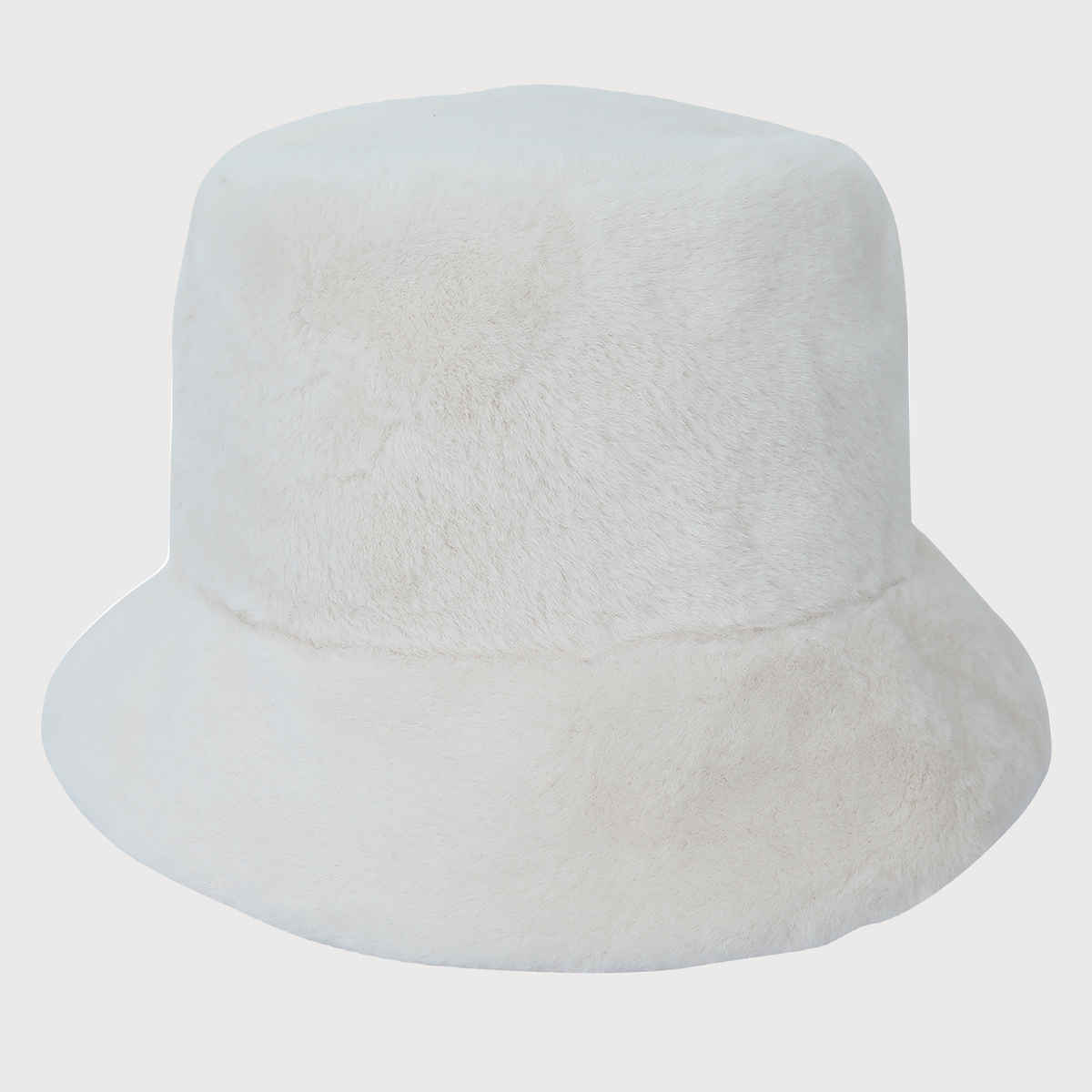 Fabseasons Women's Solid Acrylic and Faux Fur Bucket Hat | Beige - One Size