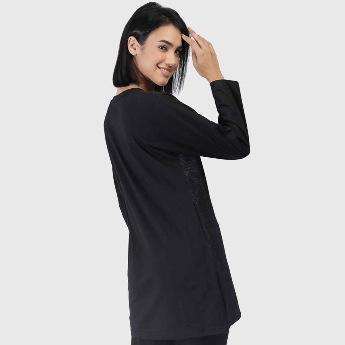 Duchess Women's Regular Fit Stylish Long T-shirt | Black - 4XL