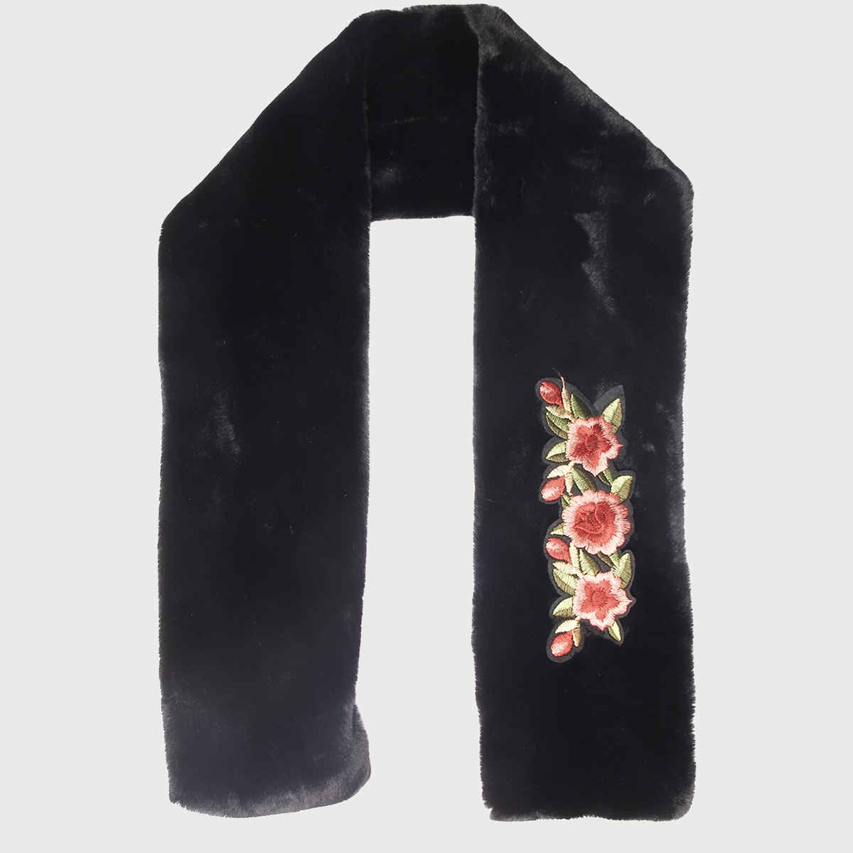 Fabseasons Women's Faux Fur Scarf | Black - Free Size