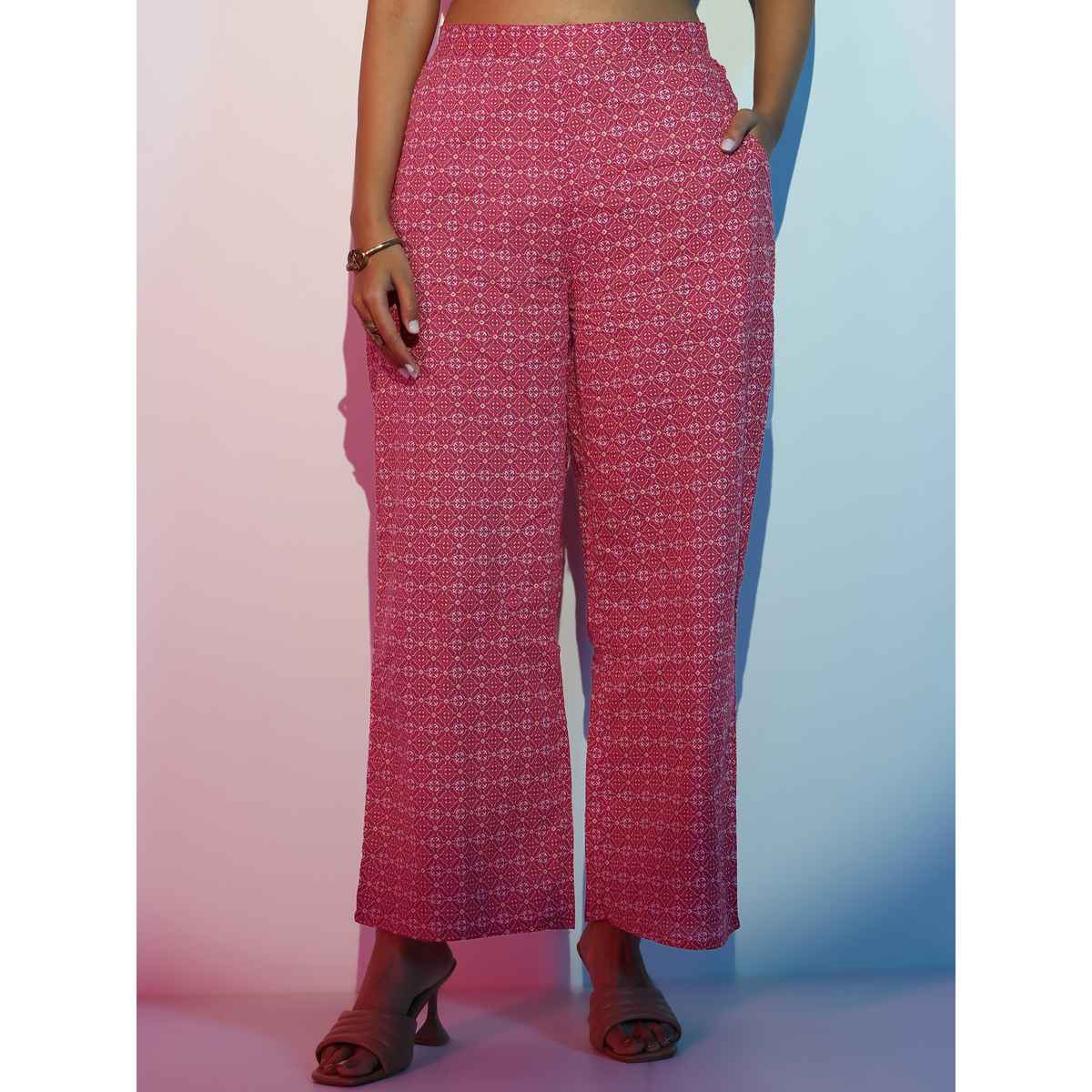 Libas Women's Printed Cotton Straight Kurta with Palazzo & Dupatta | 36751O 36751OM | Pink - M