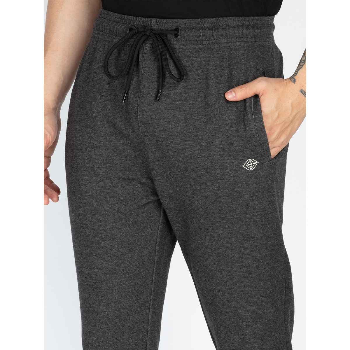 Status Quo Mens Basic Regular Fit Trackpant | Anthra Mel | XXL
