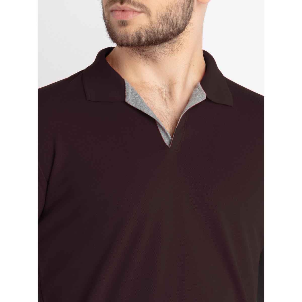 Status Quo Men Polo T-shirt - Dark Brown | Slim Fit | M