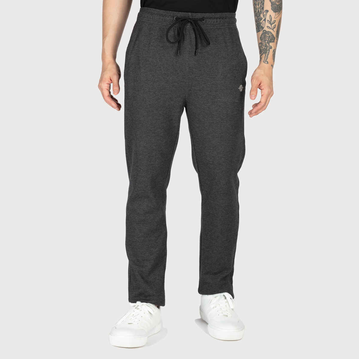 Status Quo Mens Basic Regular Fit Trackpant | Anthra Mel | XL