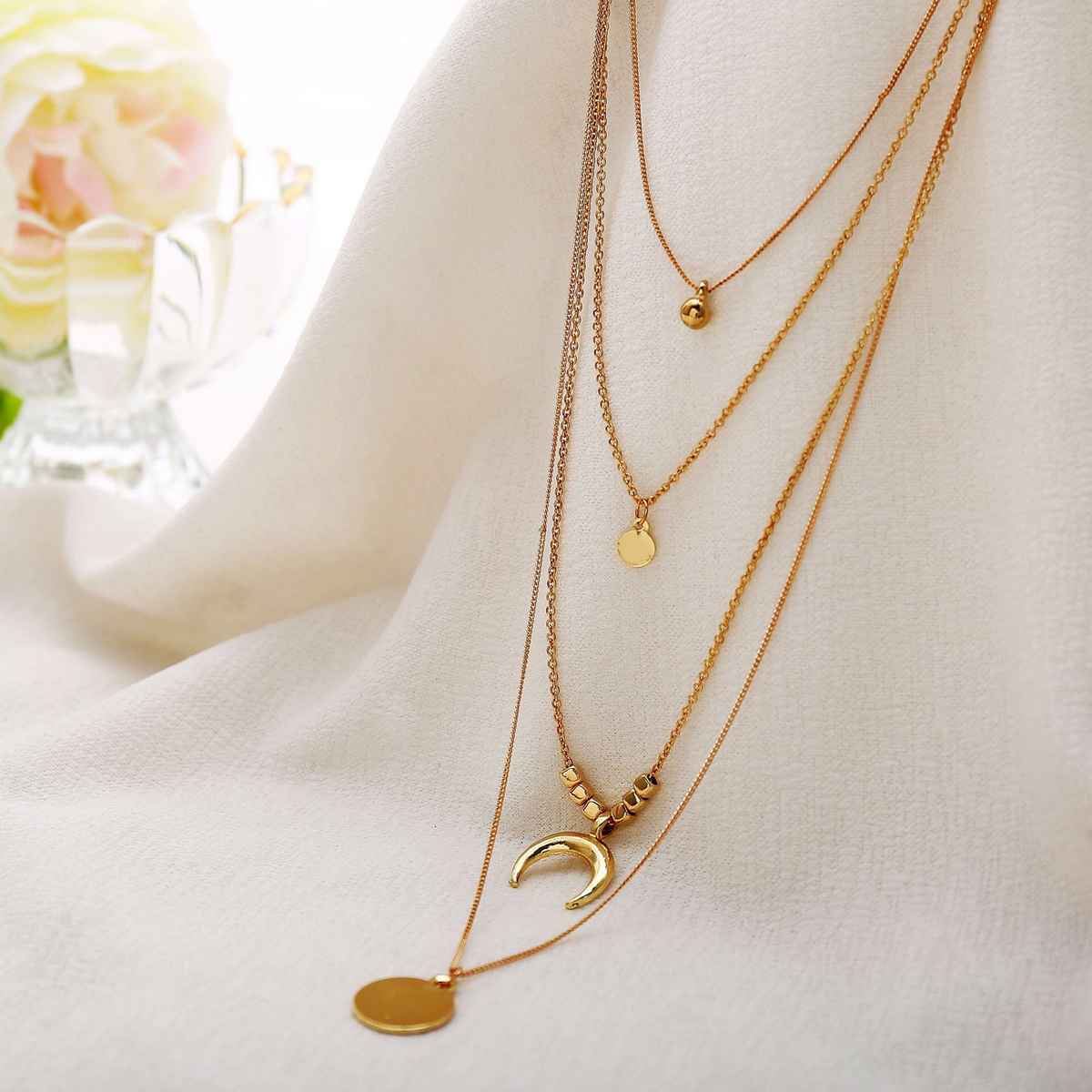 Shining Diva Fashion Multilayer Non Precious Cubic Zirconia Western Necklace for Women | 12152np