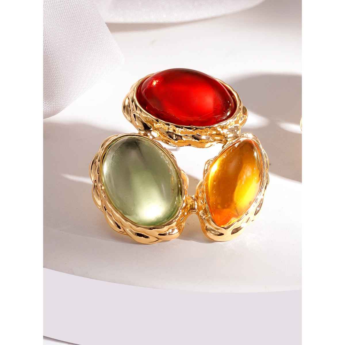 Rubans Gold Plated Stone Studded Drop Earrings