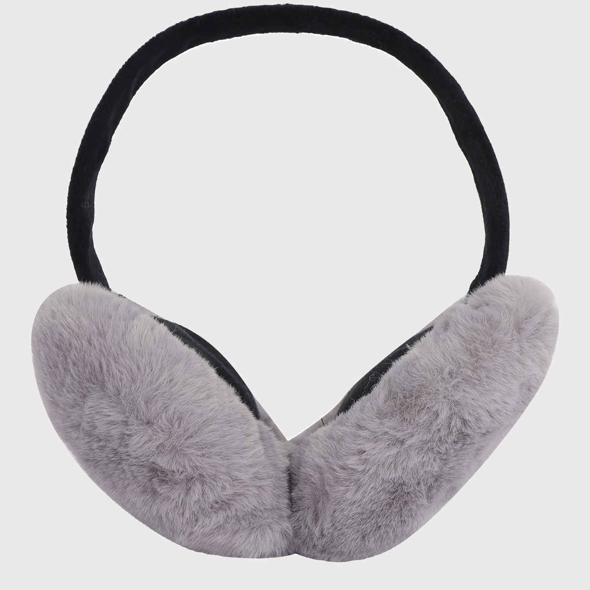 Fabseasons Unisex Solid Faux Fur Winter Earmuffs | Grey - Free Size