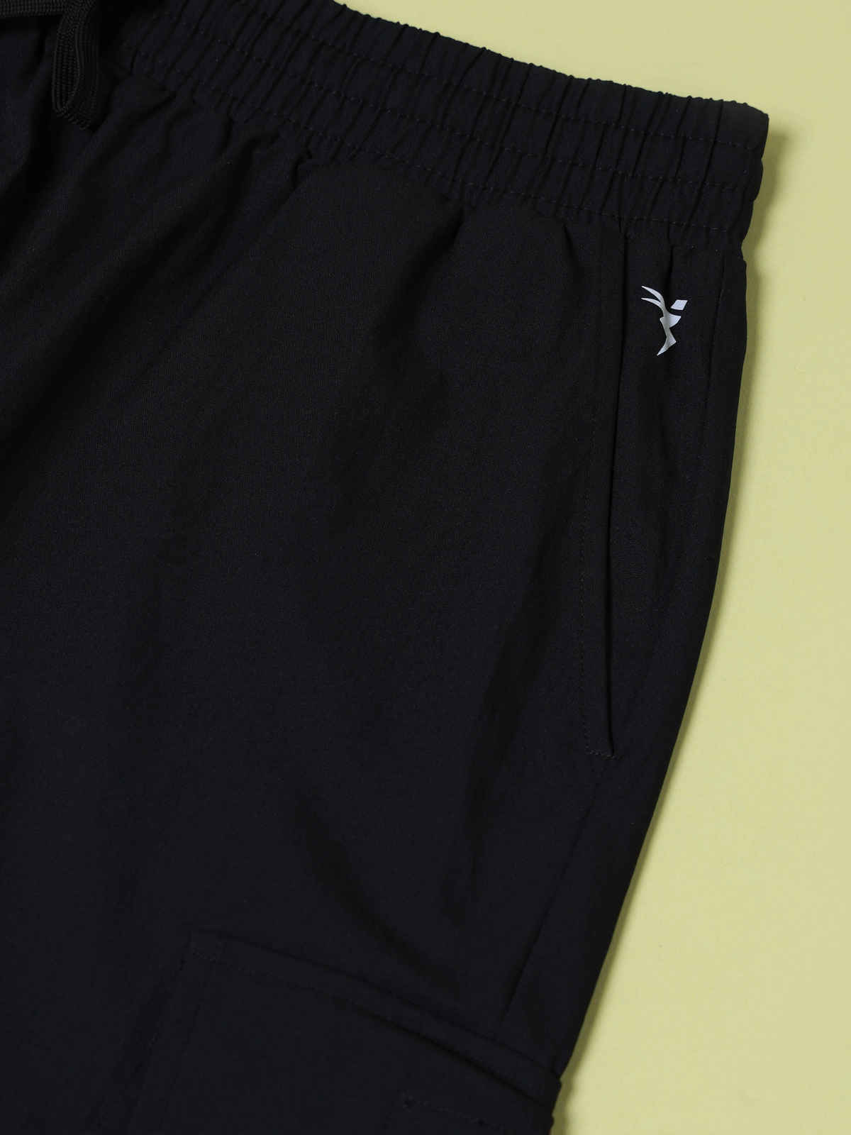 Technosport Men Poly Solid Slim Fit Sports Shorts with TS FLEXI | Black | M
