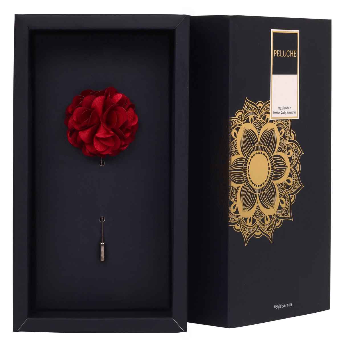 Peluche Men's Floral Brass Lapel Pin | Maroon