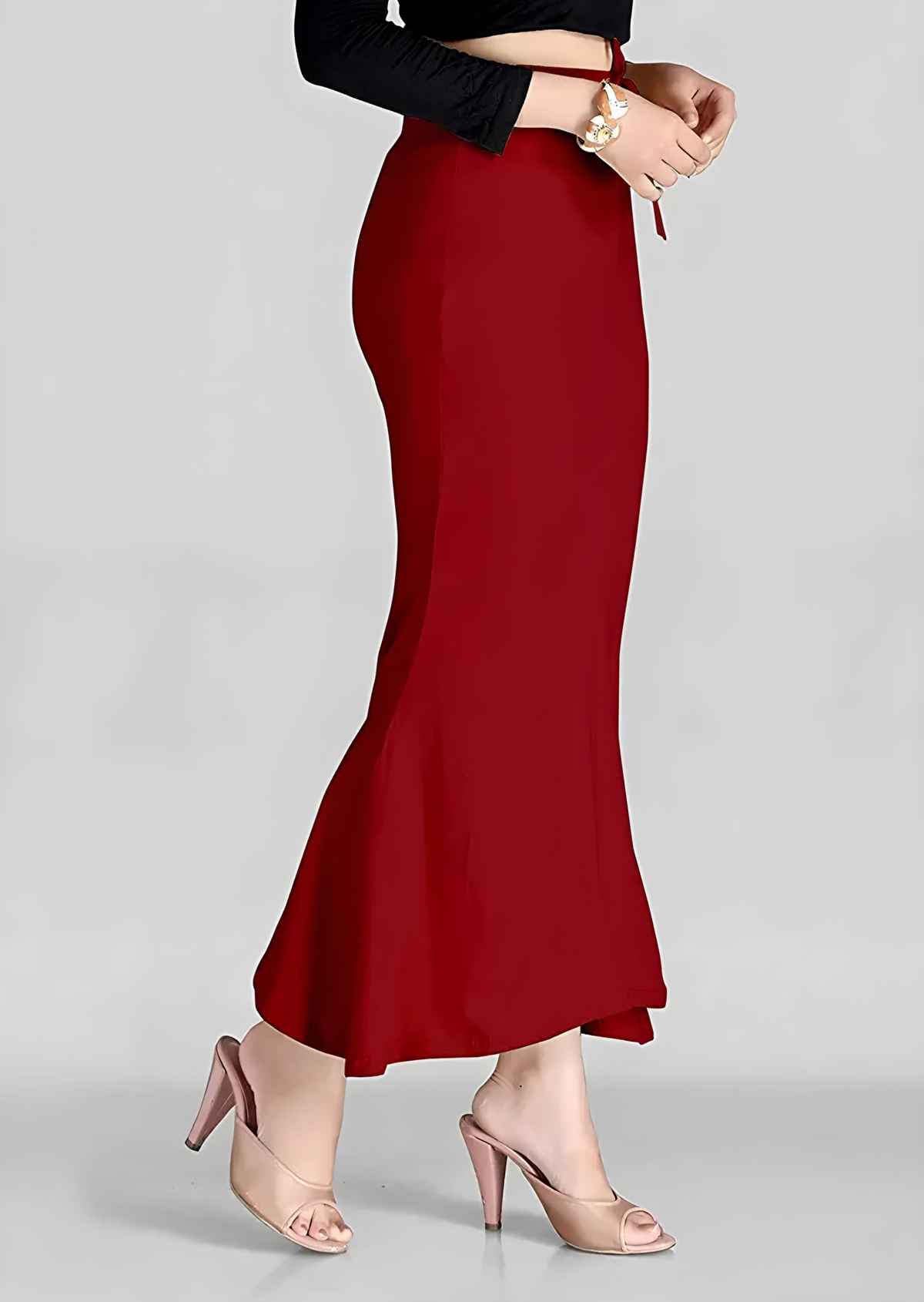 Dunberry London Women Seamless Saree Shapewear | Mermaid Fit With Drawstring | Maroon-Plus Size
