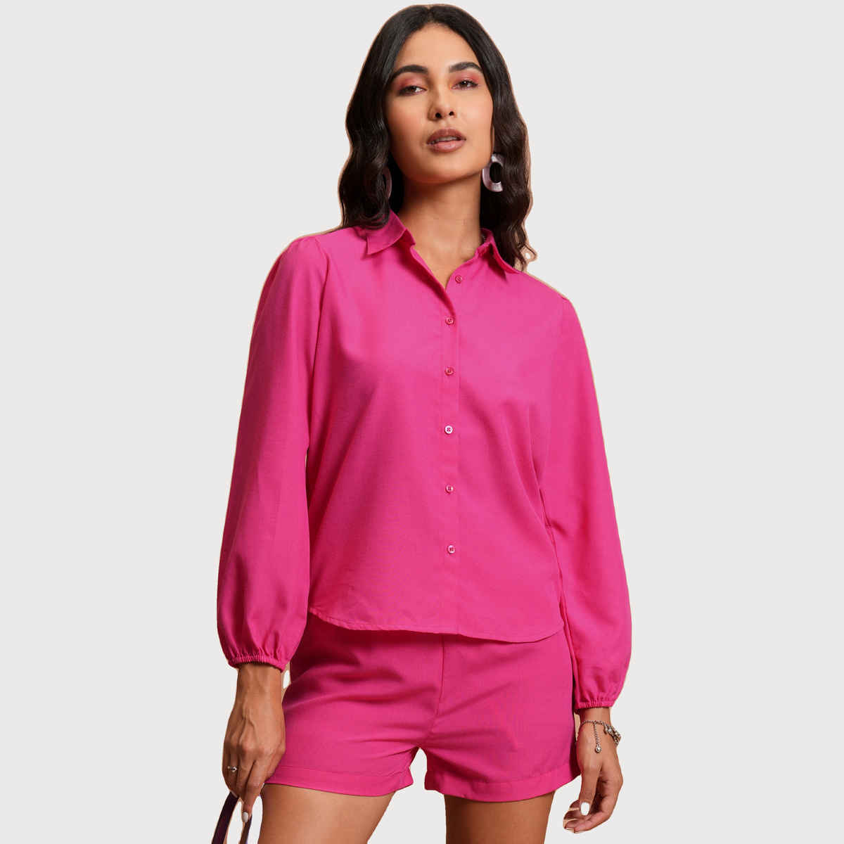 Tokyo Talkies Women's Self Design Shirt with Shorts | Multicolour - S