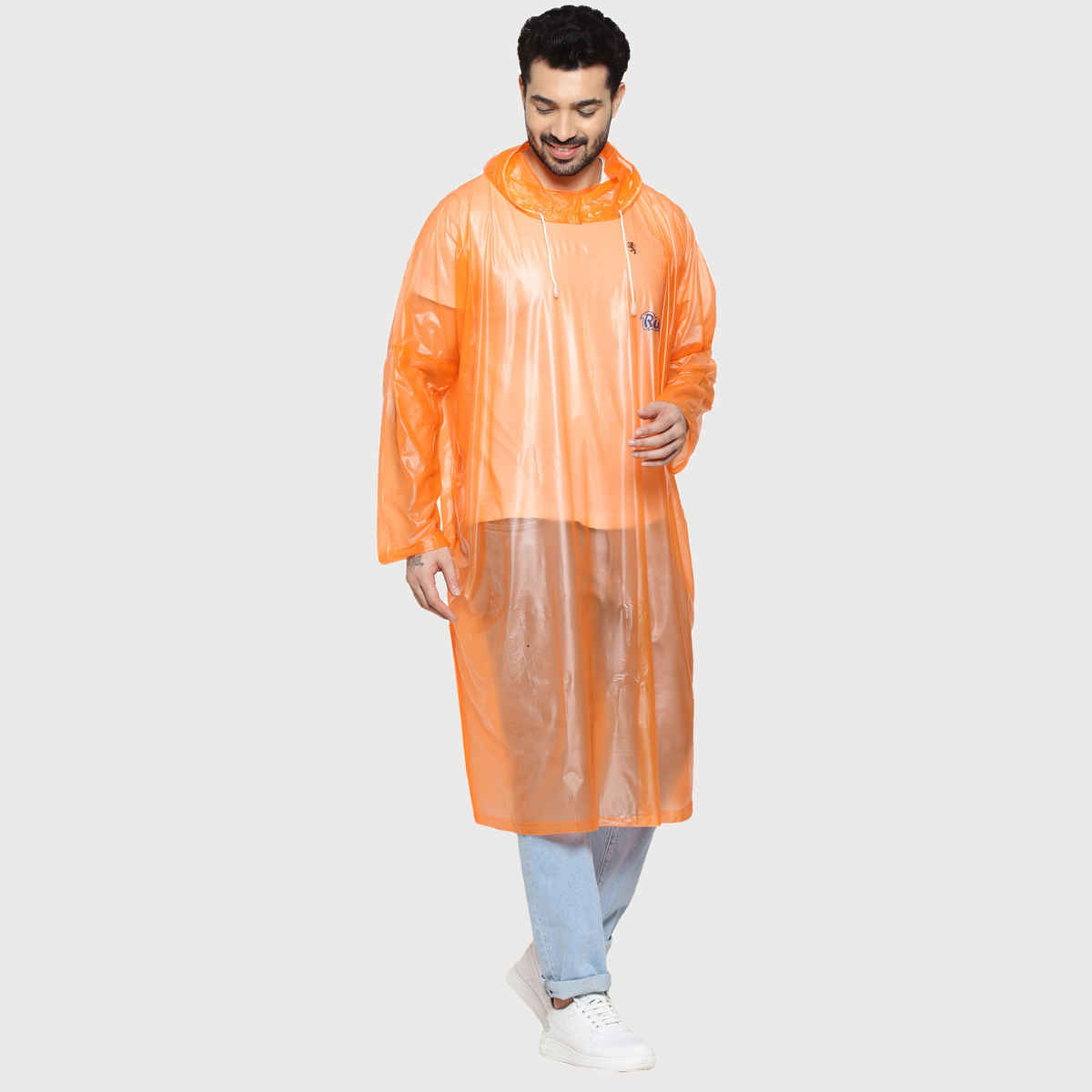Fendo Ruby Poncho Unisex Waterproof Pvc Unisex Transparent Overcoat | Freesize Raincoat | Orange