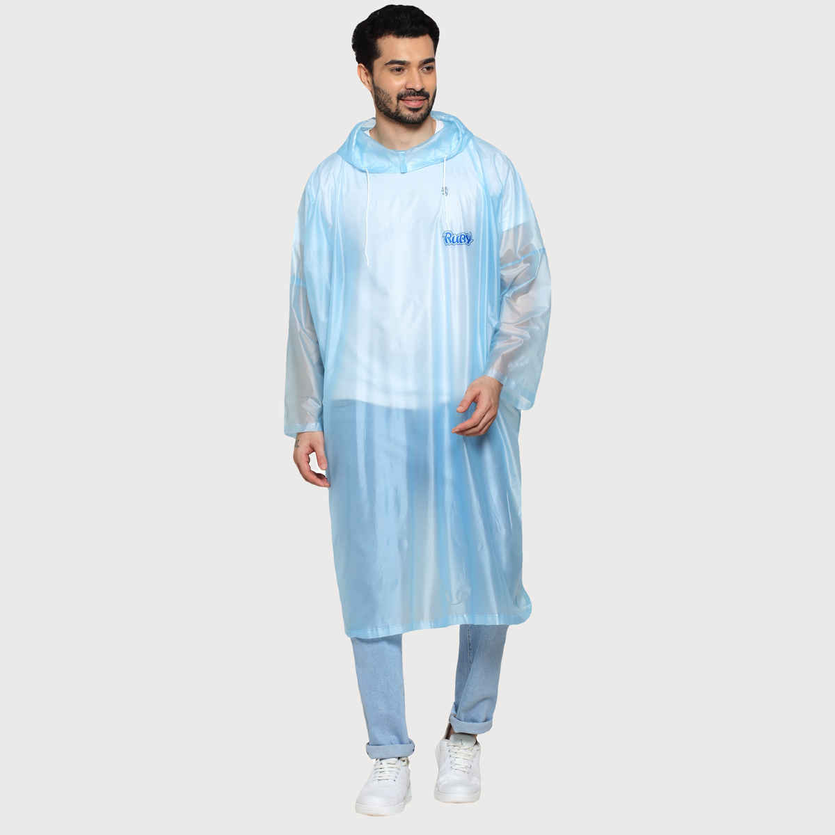 Fendo Ruby Poncho Unisex Waterproof Pvc Unisex Transparent Overcoat | Freesize Raincoat | Blue