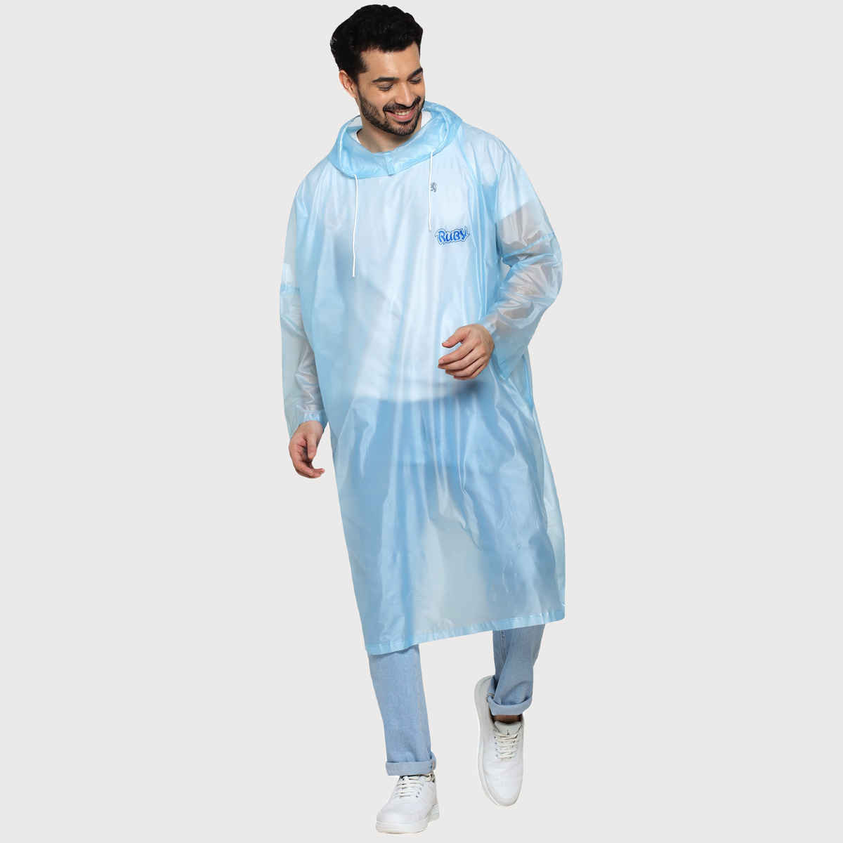 Fendo Ruby Poncho Unisex Waterproof Pvc Unisex Transparent Overcoat | Freesize Raincoat | Blue