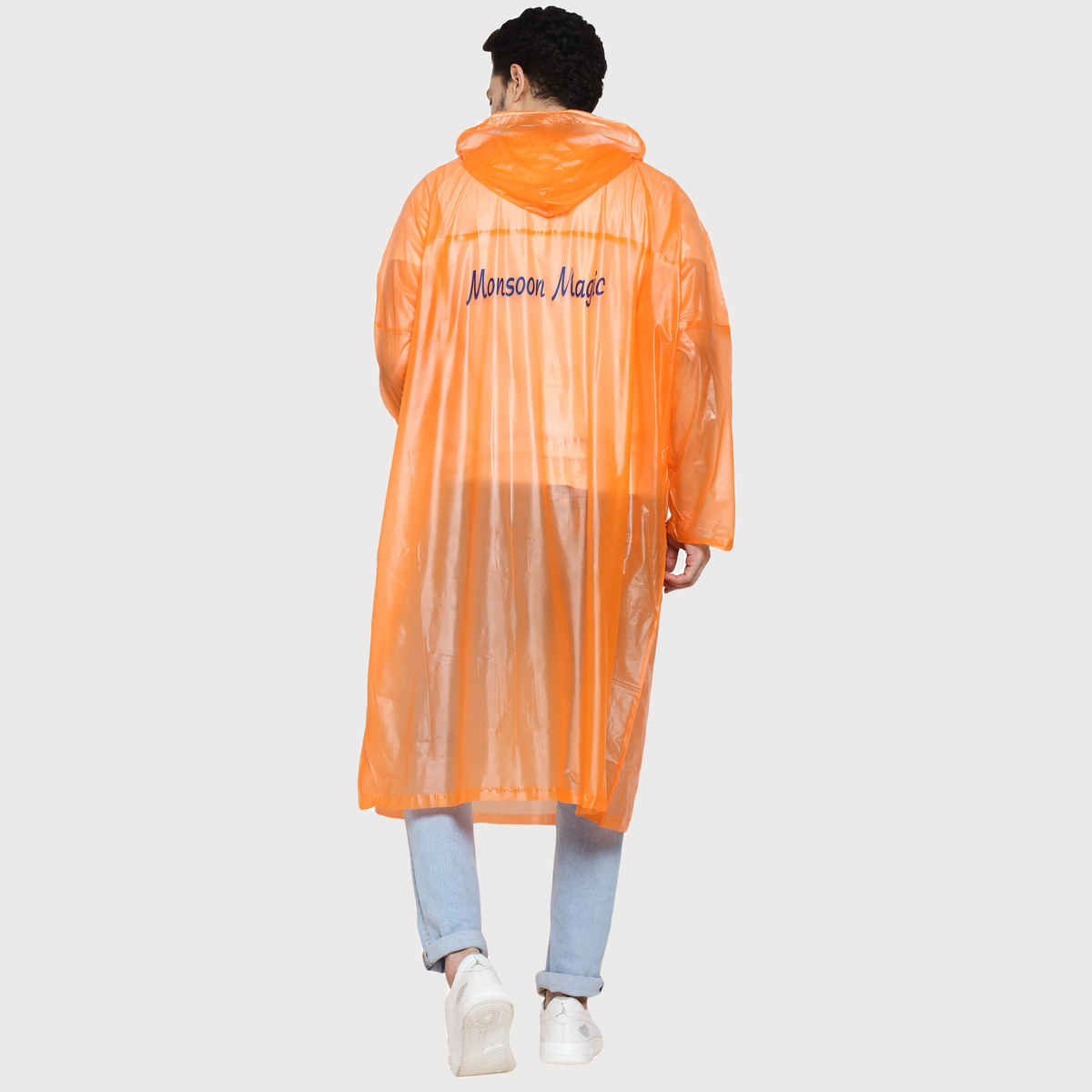 Fendo Ruby Poncho Unisex Waterproof Pvc Unisex Transparent Overcoat | Freesize Raincoat | Orange