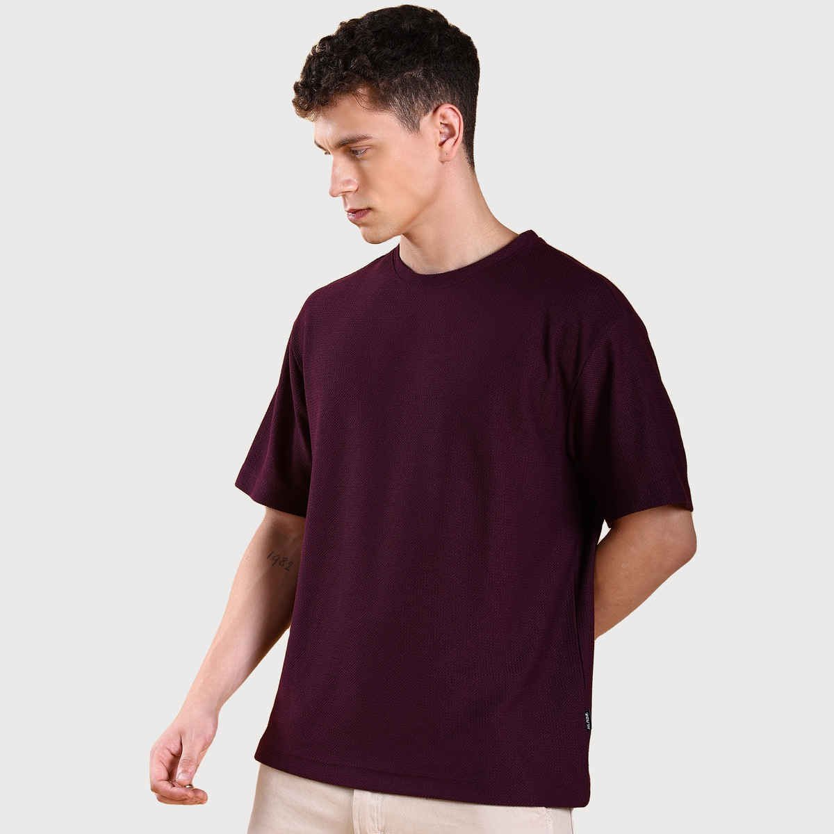 Highlander Men's Popcorn Structured Oversized T-shirt | Brown | XL