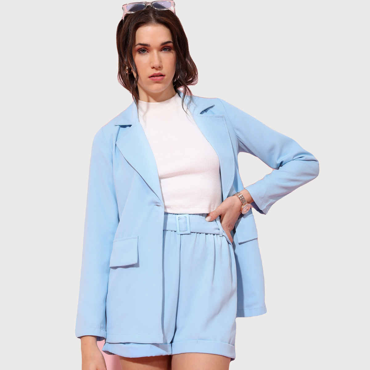 Tokyo Talkies Women's Top Palazzos Co-ords Set | Blue - L