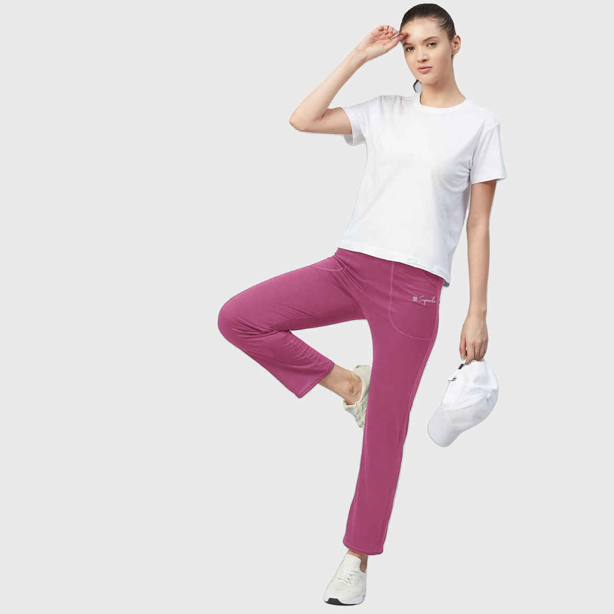 Superclo Women's Cotton Casual Track Pant with Side Pockets Tea Pink TRK50016 | M