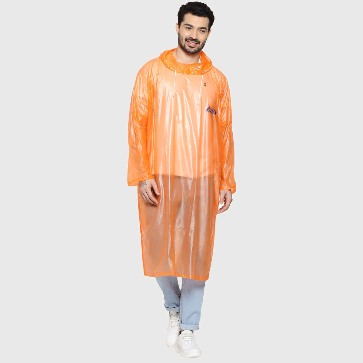 Fendo Ruby Poncho Unisex Waterproof Pvc Unisex Transparent Overcoat | Freesize Raincoat | Orange