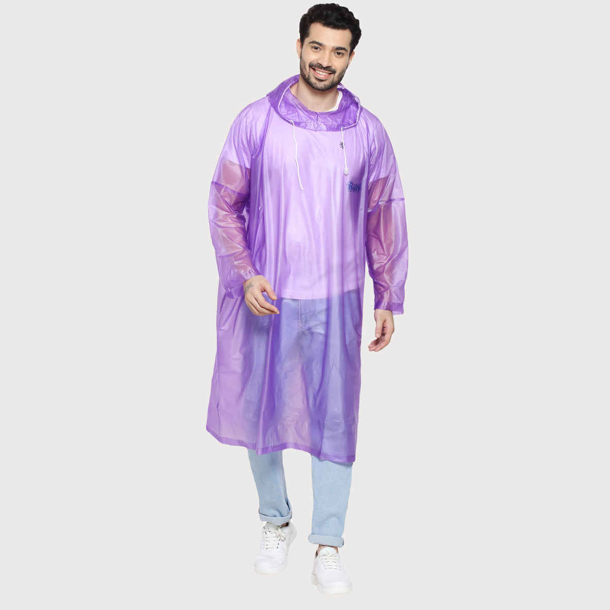 Fendo Ruby Poncho Unisex Waterproof Pvc Unisex Transparent Overcoat | Freesize Raincoat | Purple