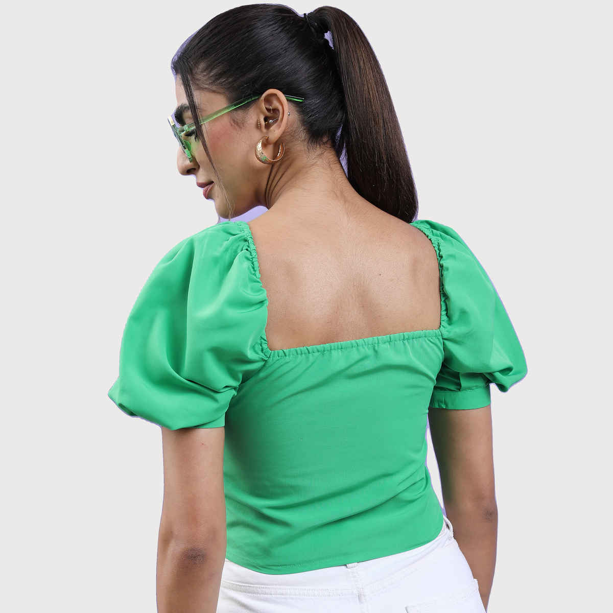 Tokyo Talkies Women's Regular Fit Top | Green - M