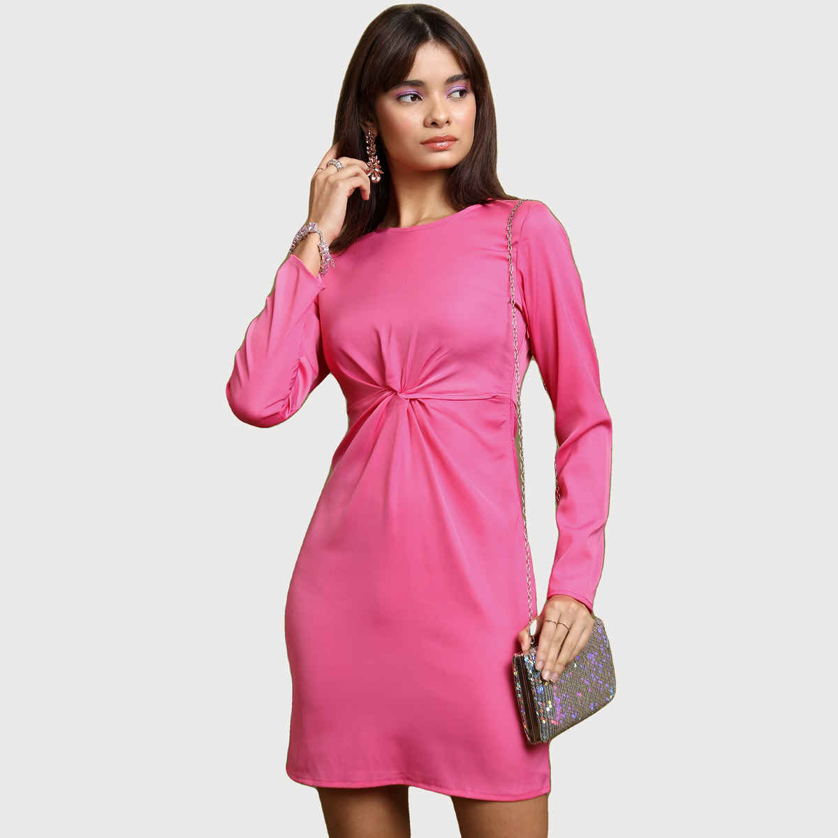 Tokyo Talkies Women's Twist Front Sheath Dress | Pink - S