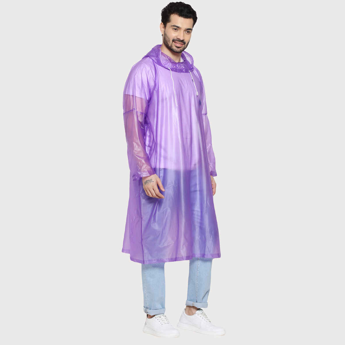 Fendo Ruby Poncho Unisex Waterproof Pvc Unisex Transparent Overcoat | Freesize Raincoat | Purple
