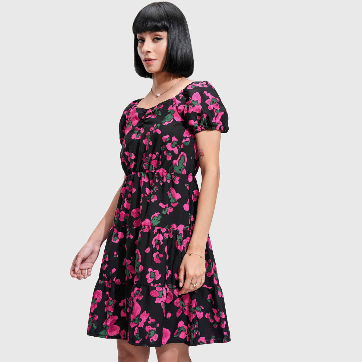 Tokyo Talkies Women's Floral Mini Dress | Black - M