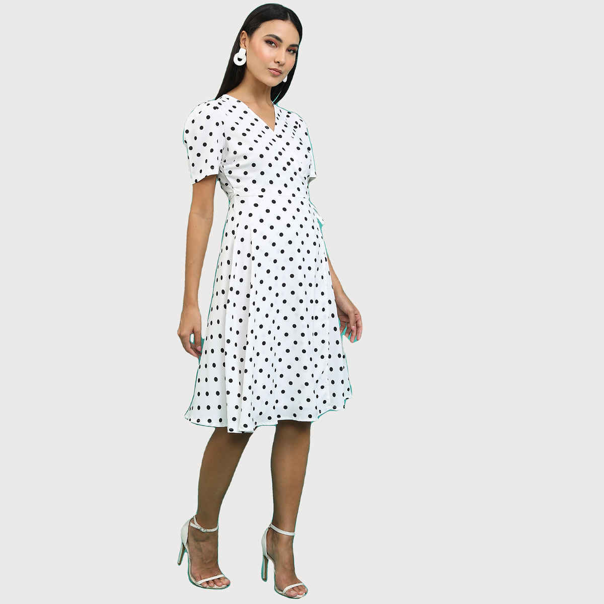 Ketch Women White Printed Fit And Flare Dresses | White-Black | M