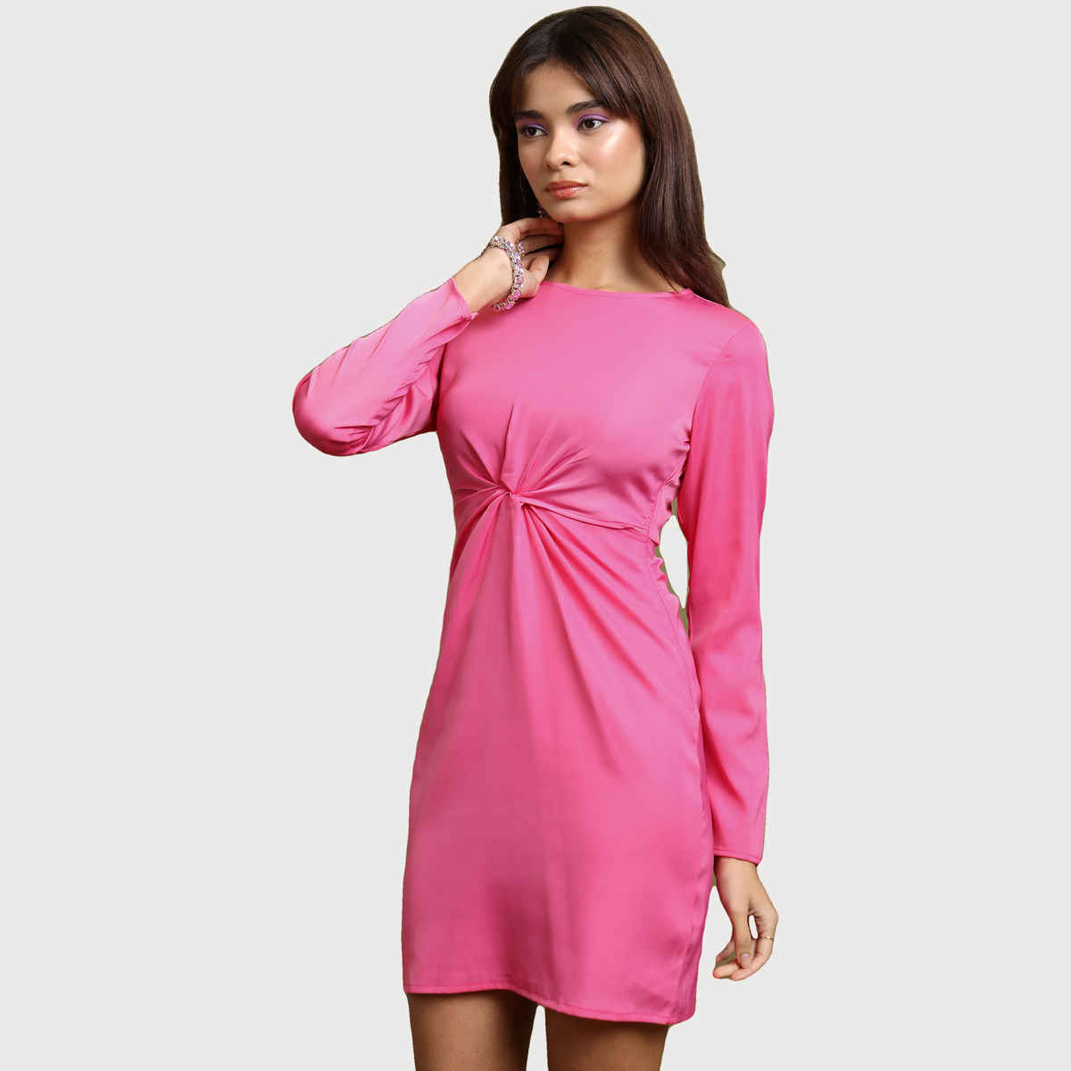 Tokyo Talkies Women's Twist Front Sheath Dress | Pink - S