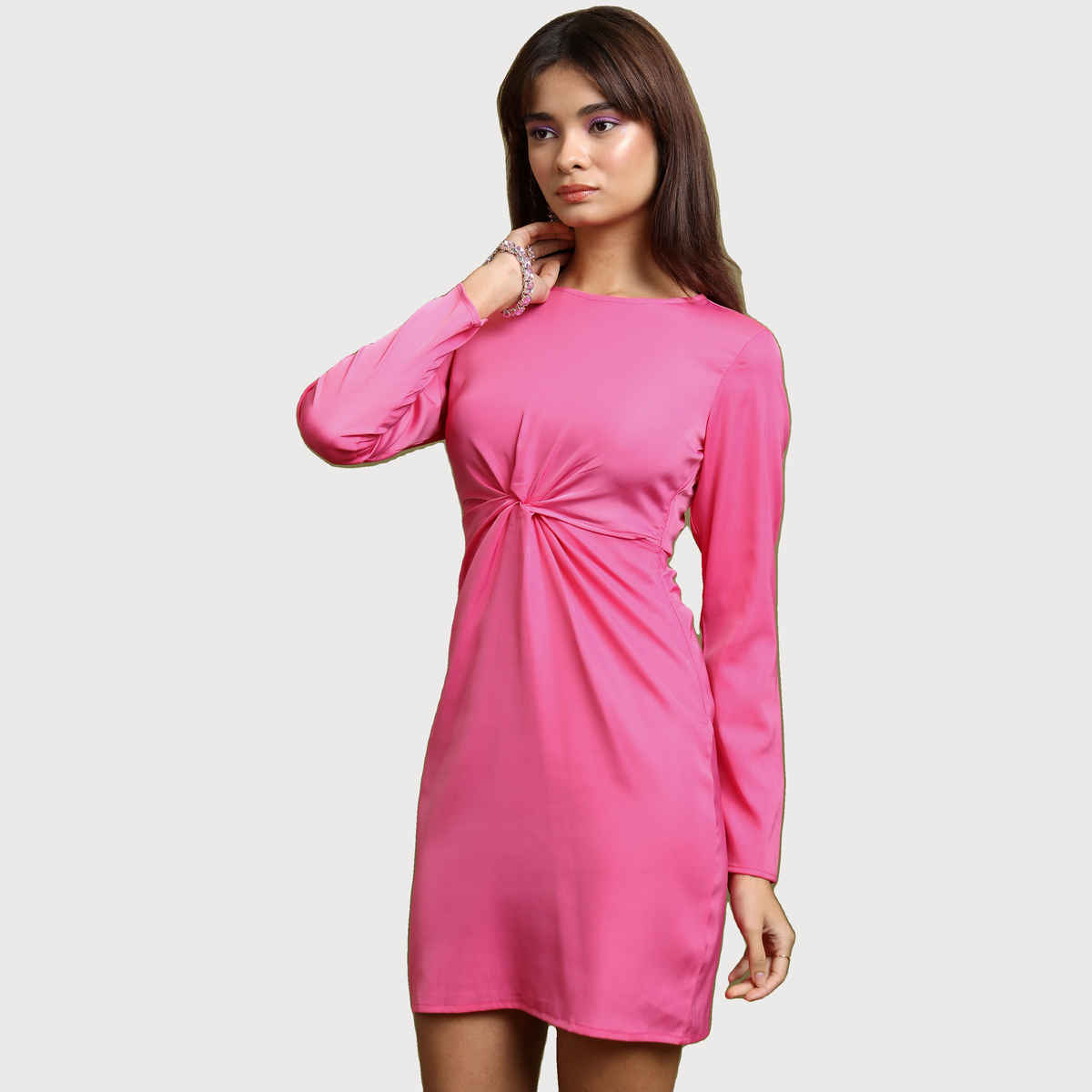 Tokyo Talkies Women's Twist Front Sheath Dress | Pink - L