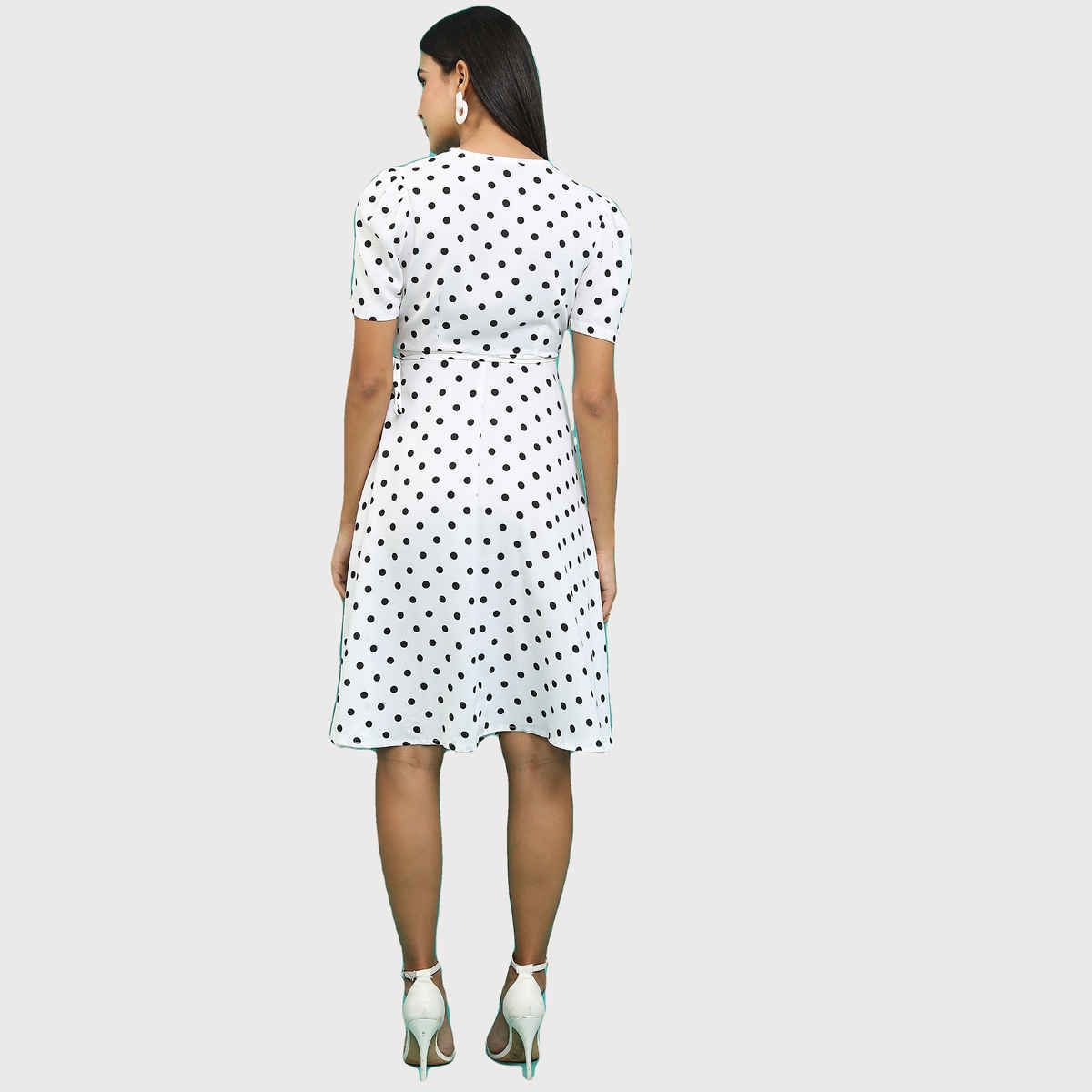 Ketch Women White Printed Fit And Flare Dresses | White-Black | M