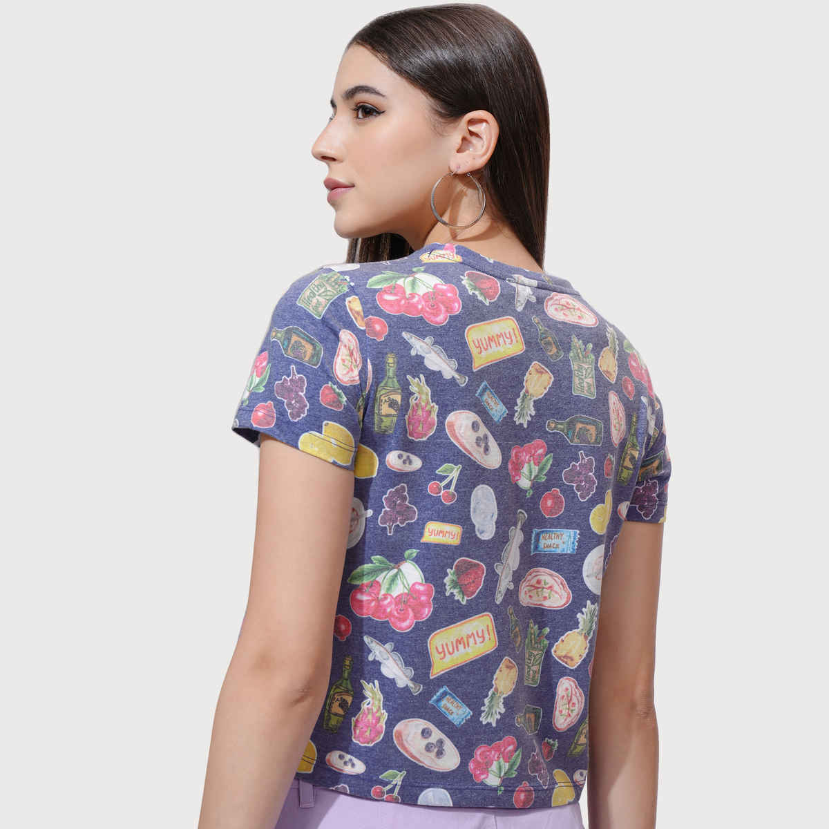 Tokyo Talkies Women's Printed Short Sleeve Cropped T-shirt | Multicolour - XL