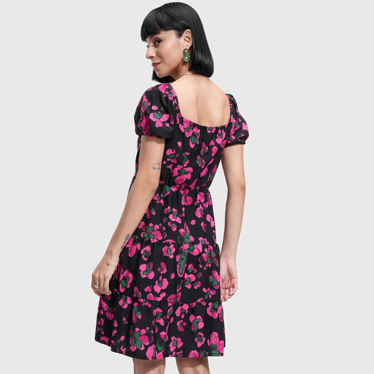 Tokyo Talkies Women's Floral Mini Dress | Black - XL
