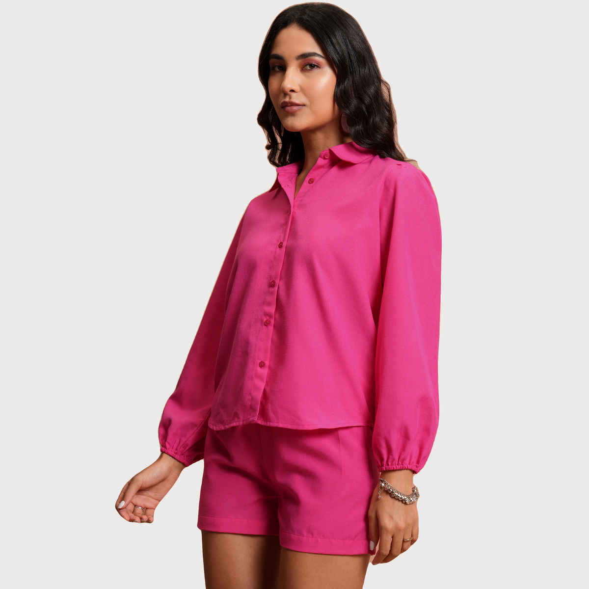 Tokyo Talkies Women's Self Design Shirt with Shorts | Multicolour - S